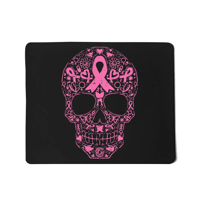 Sugar Skull Pink Ribbon Calavera Breast Cancer Awareness Mousepad