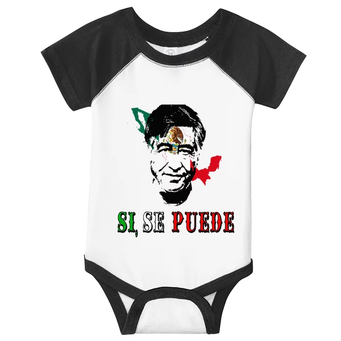 Si Se Puede Cesar Chavez Day Mexican Labor Pride TX Infant Baby Jersey Bodysuit