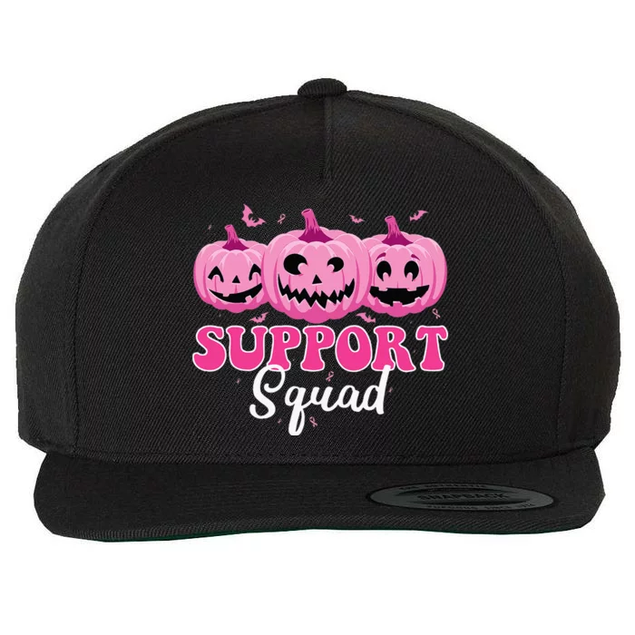 Support Squad Pumpkin Halloween Breast Cancer Awareness Wool Snapback Cap