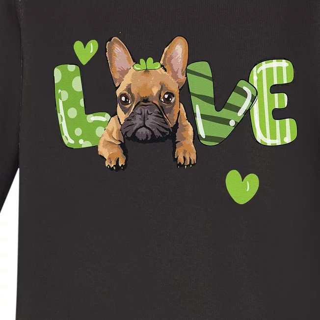 Saint St. Patrick's Day Gift French Bulldog Frenchie Lovers Baby Long Sleeve Bodysuit