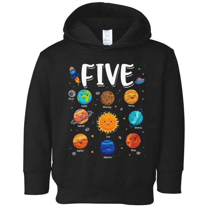 Solar System Planets Five 5 Years Old 5th Birthday Toddler Hoodie