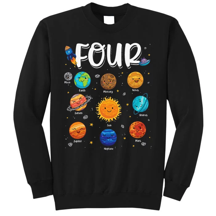 Solar System Planets Four 4 Years Old 4th Birthday Tall Sweatshirt