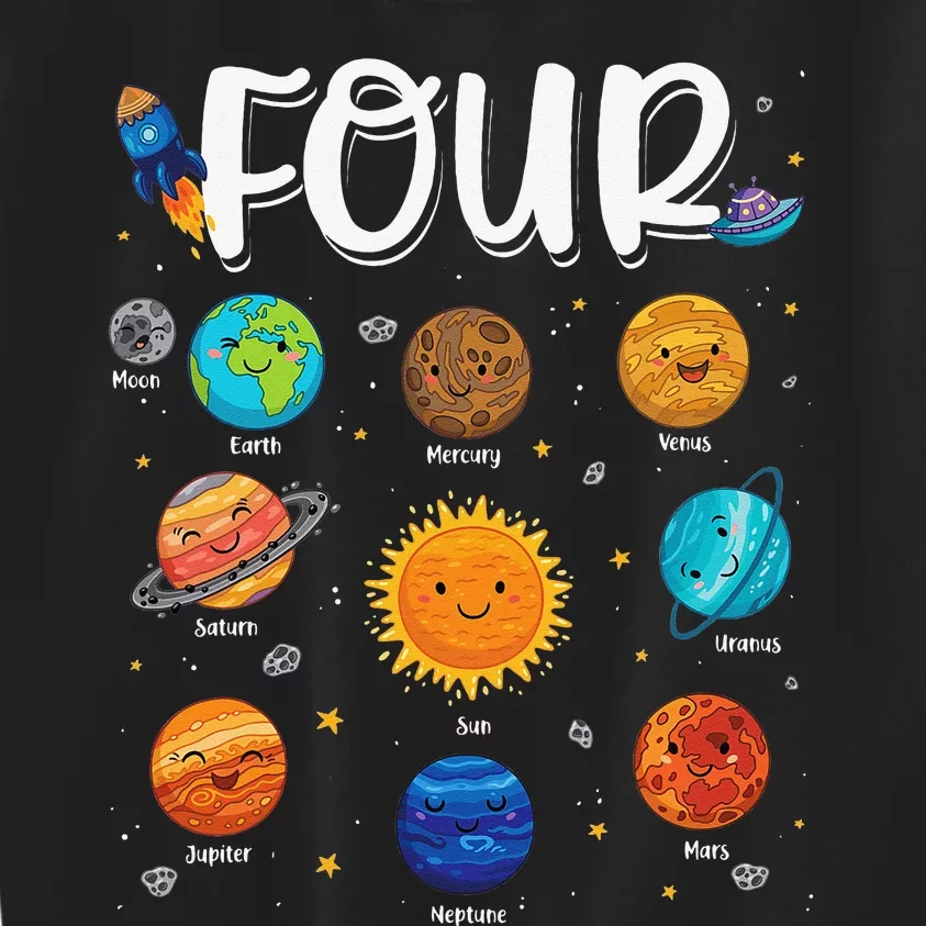 Solar System Planets Four 4 Years Old 4th Birthday Kids Sweatshirt