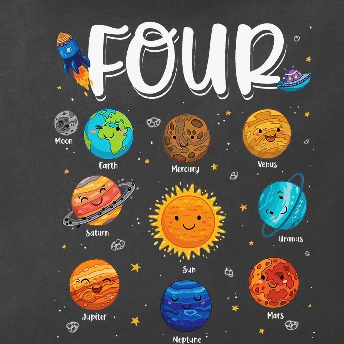 Solar System Planets Four 4 Years Old 4th Birthday Zip Tote Bag