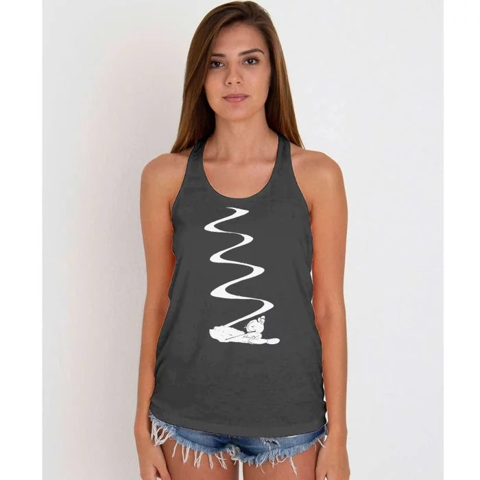 Skier Shredding Powder Snow Deep Snow Backcountry Rider Women's Knotted Racerback Tank