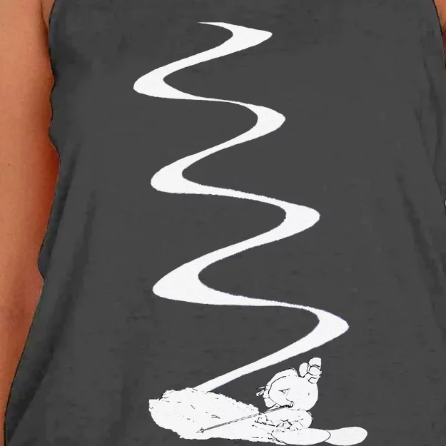 Skier Shredding Powder Snow Deep Snow Backcountry Rider Women's Knotted Racerback Tank