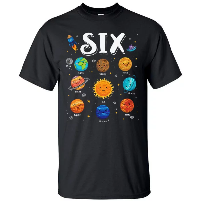 Solar System Planets Six 6 Years Old 6th Birthday Tall T-Shirt