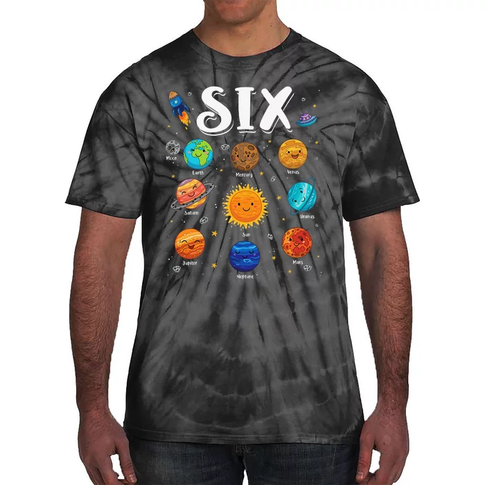 Solar System Planets Six 6 Years Old 6th Birthday Tie-Dye T-Shirt