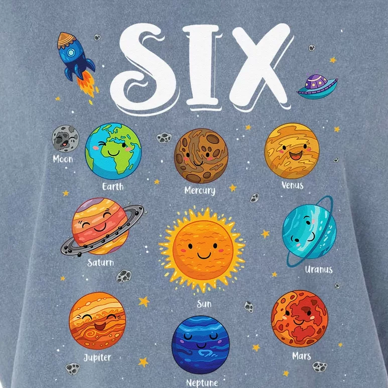 Solar System Planets Six 6 Years Old 6th Birthday Garment-Dyed Women's Muscle Tee