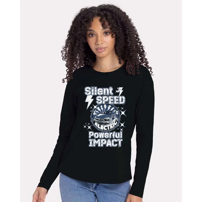 Silent Speed Powerful Impact Electric Car Driver Design Womens Cotton Relaxed Long Sleeve T-Shirt