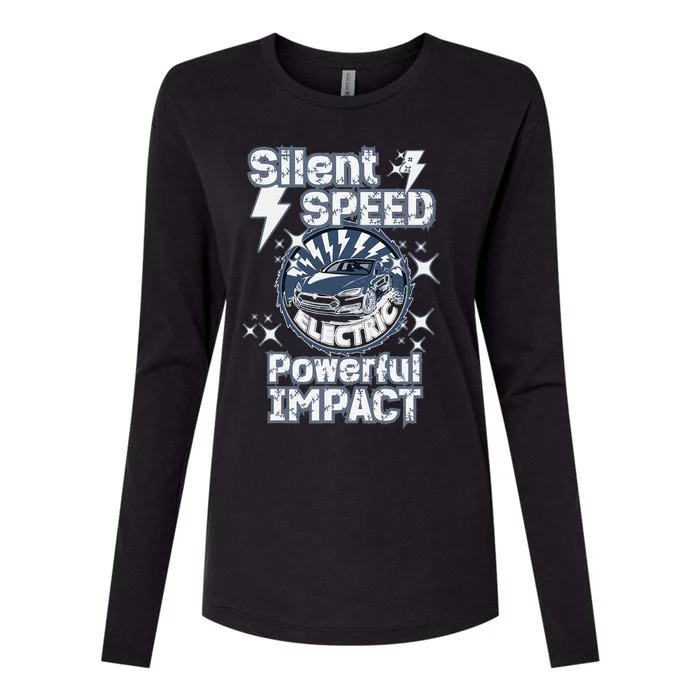 Silent Speed Powerful Impact Electric Car Driver Design Womens Cotton Relaxed Long Sleeve T-Shirt