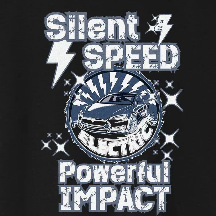 Silent Speed Powerful Impact Electric Car Driver Design Women's Crop Top Tee