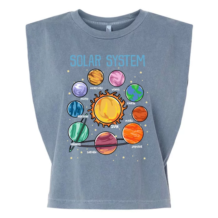 Solar System Planets Science Space Stem Garment-Dyed Women's Muscle Tee