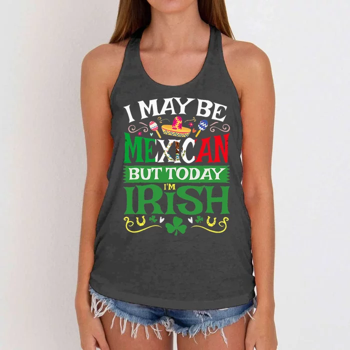 St Saint Patrick's Day Mexican Latino Beer Shamrock Women's Knotted Racerback Tank