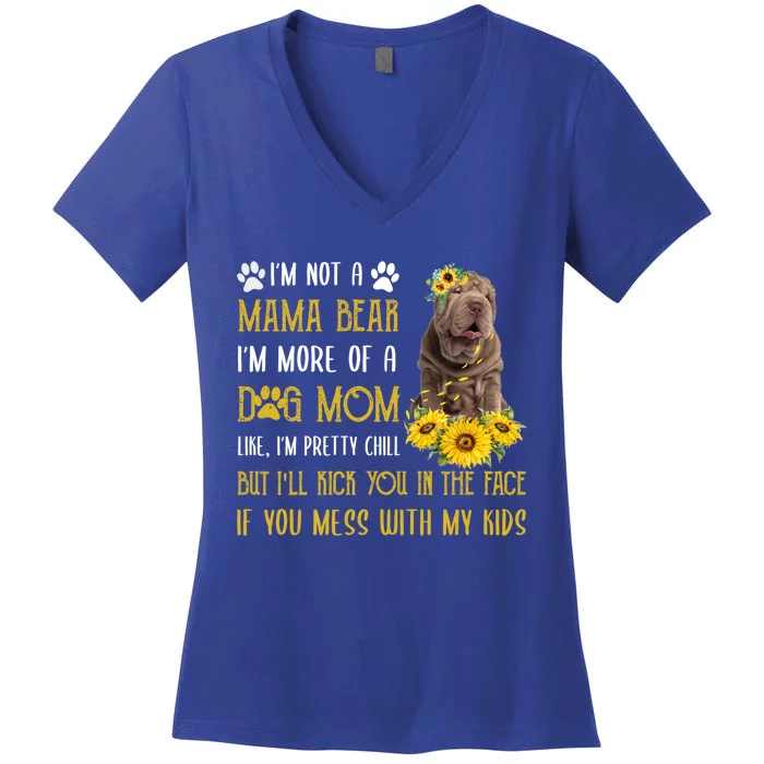 Sunflower Shar Pei Mom Mothers Day Dog Mom Funny Gift Women's V-Neck T-Shirt