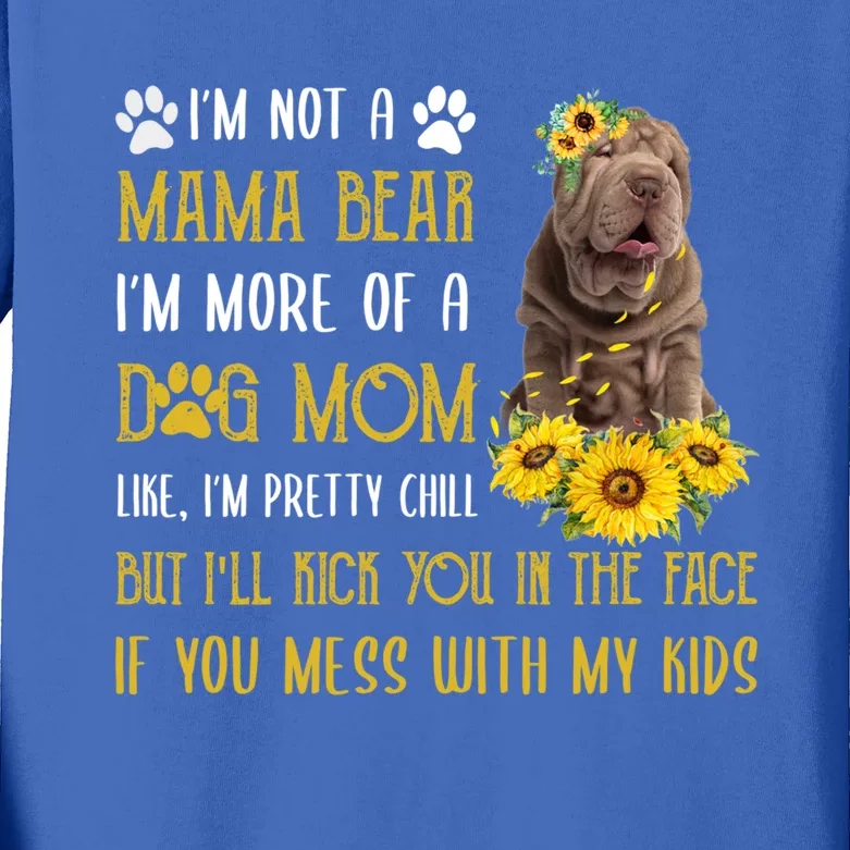 Sunflower Shar Pei Mom Mothers Day Dog Mom Funny Gift Kids Long Sleeve Shirt