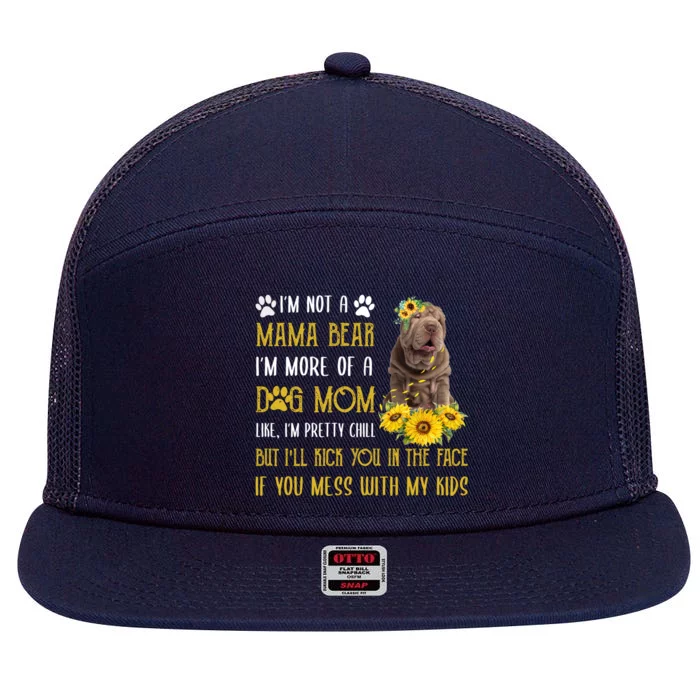 Sunflower Shar Pei Mom Mothers Day Dog Mom Funny Gift 7 Panel Mesh Trucker Snapback Hat