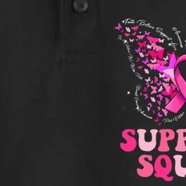 Support Squad Pink Ribbon Butterfly Breast Cancer Awareness Dry Zone Grid Performance Polo