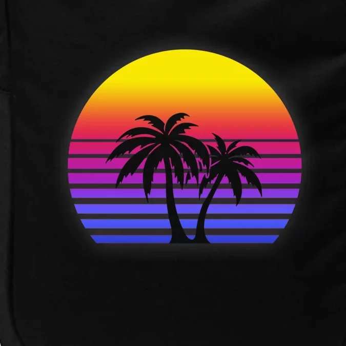 Synthwave Sun Palm Trees Impact Tech Backpack