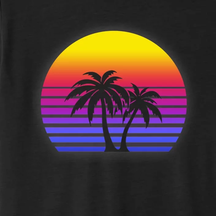 Synthwave Sun Palm Trees ChromaSoft Performance T-Shirt