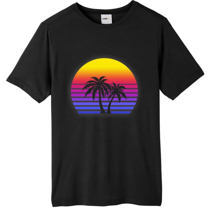 Synthwave Sun Palm Trees ChromaSoft Performance T-Shirt