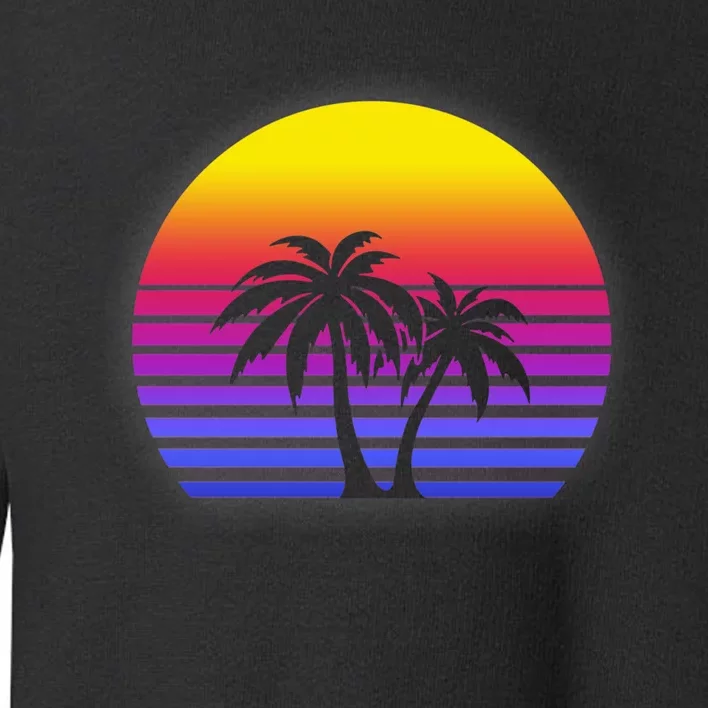 Synthwave Sun Palm Trees Toddler Sweatshirt