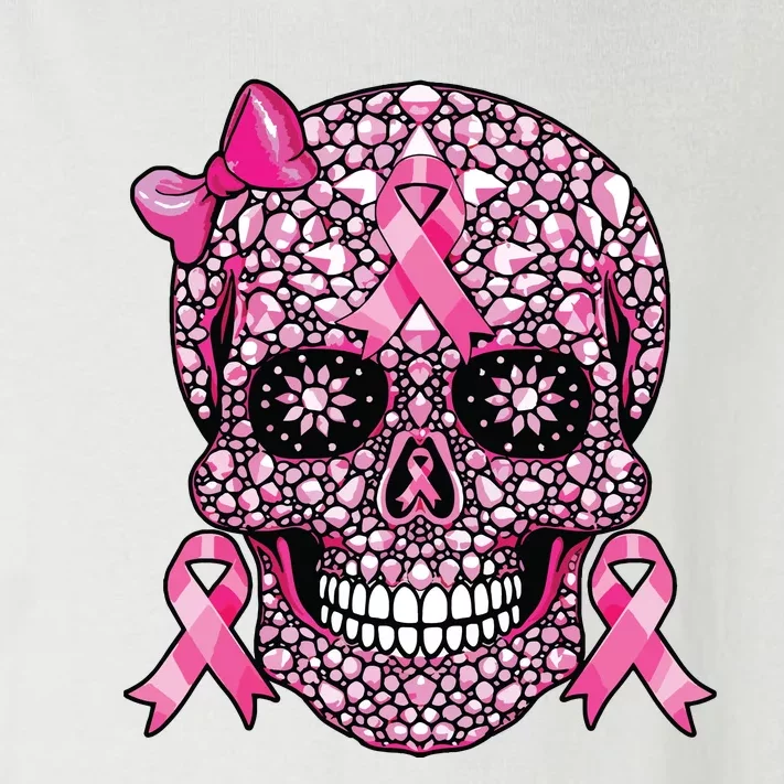 Sugar Skull Pink Ribbon Breast Cancer Awareness Toddler Long Sleeve Shirt