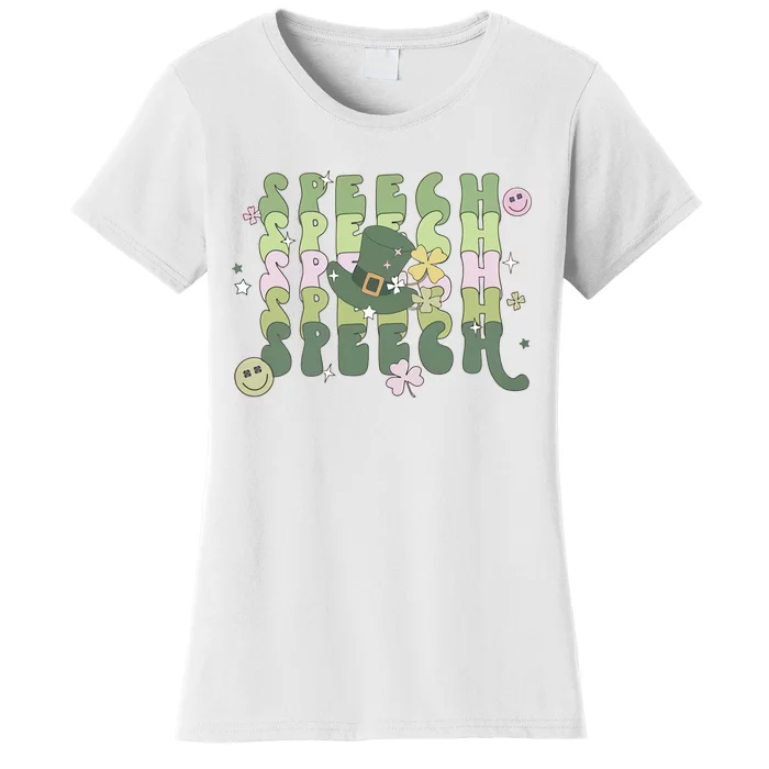 Speech St Patrick's Day SLP Saint Paddys Day Speechie Lucky Speech Therapist Women's T-Shirt