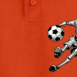 Soccer Skeleton Playing Soccer Halloween Skull Lover Dry Zone Grid Performance Polo