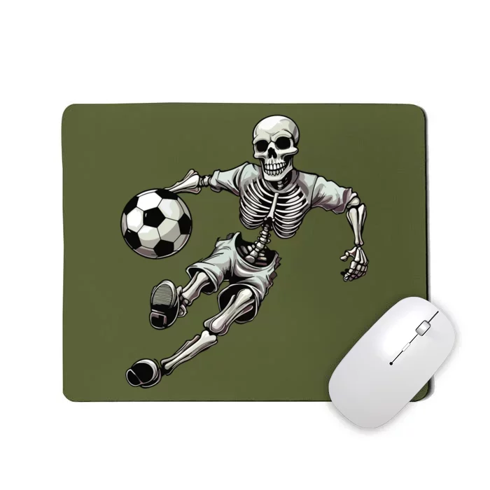 Soccer Skeleton Playing Soccer Halloween Skull Lover Mousepad