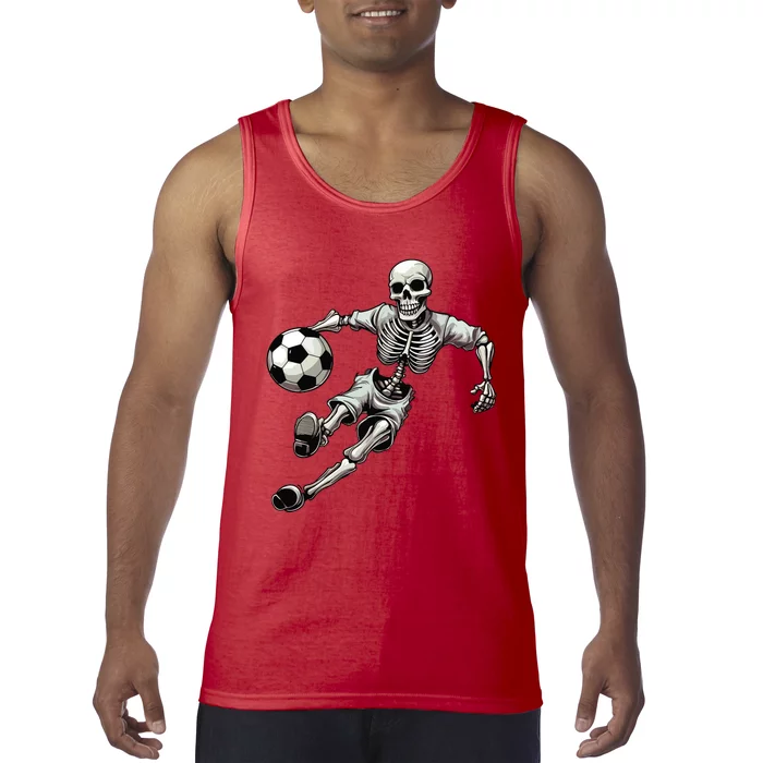 Soccer Skeleton Playing Soccer Halloween Skull Lover Tank Top