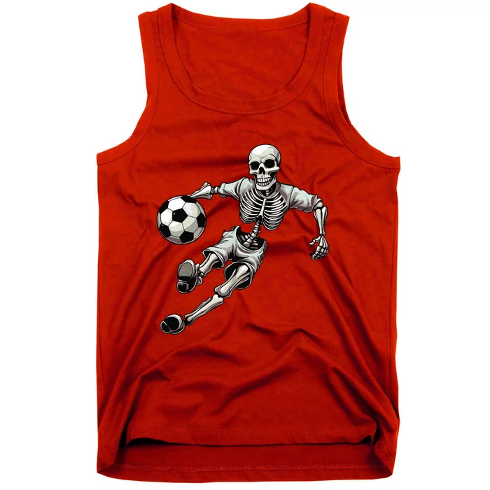 Soccer Skeleton Playing Soccer Halloween Skull Lover Tank Top