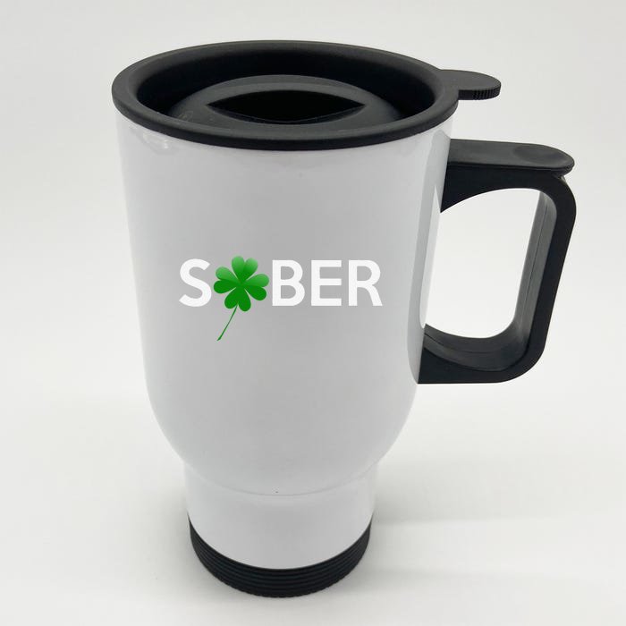 Sober Saint Patrick's Day Alcoholics AA NA Anonymous 12 Step Front & Back Stainless Steel Travel Mug