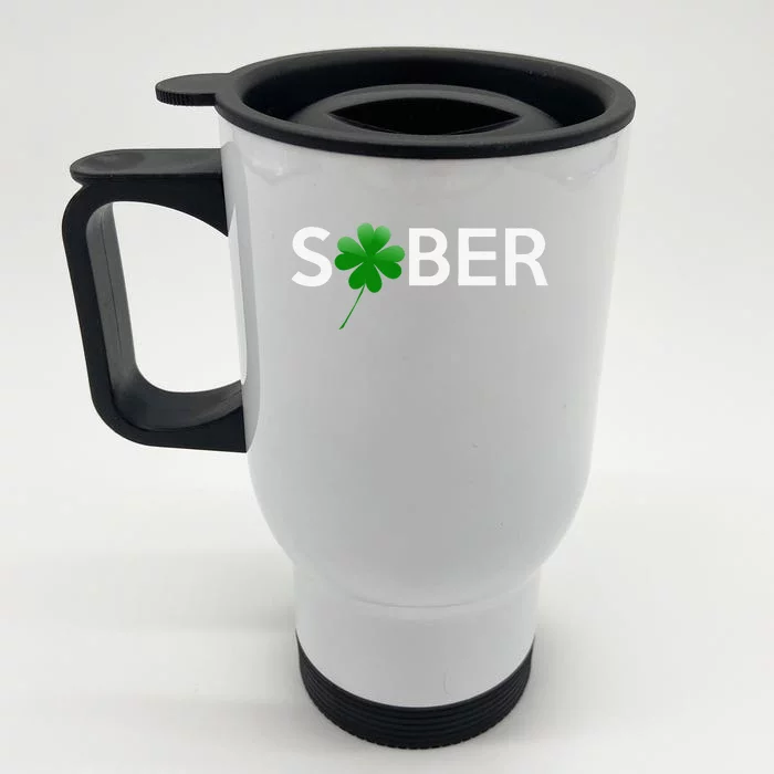 Sober Saint Patrick's Day Alcoholics AA NA Anonymous 12 Step Front & Back Stainless Steel Travel Mug