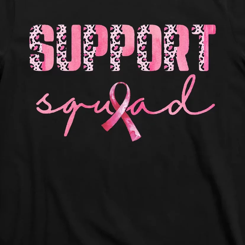 Support Squad Pink Ribbon Leopard Breast Cancer Awareness T-Shirt