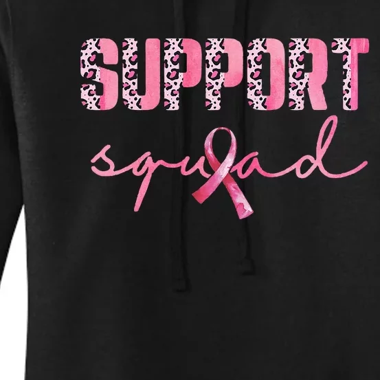 Support Squad Pink Ribbon Leopard Breast Cancer Awareness Women's Pullover Hoodie