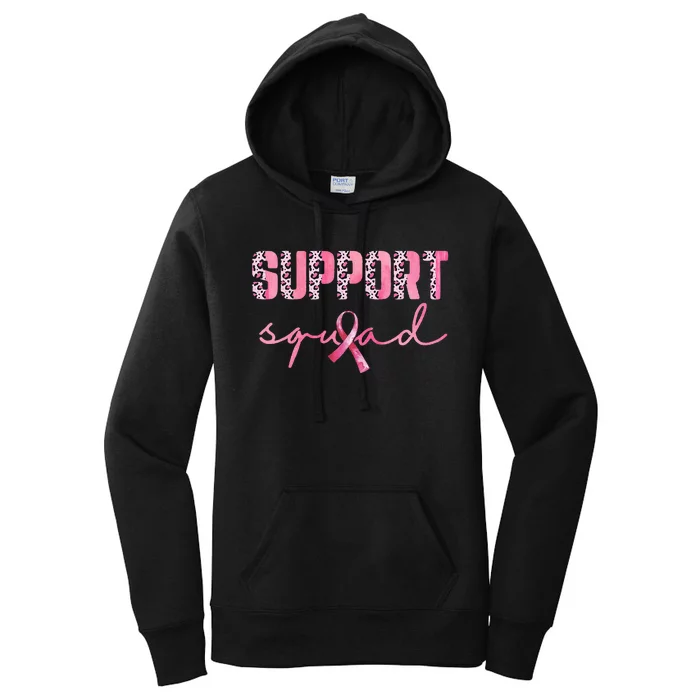 Support Squad Pink Ribbon Leopard Breast Cancer Awareness Women's Pullover Hoodie