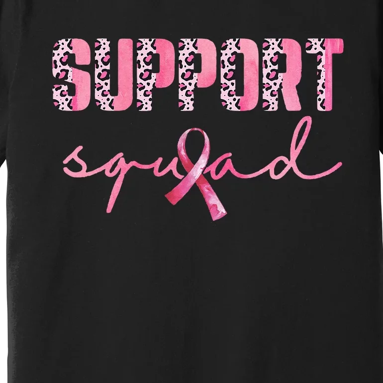 Support Squad Pink Ribbon Leopard Breast Cancer Awareness Premium T-Shirt