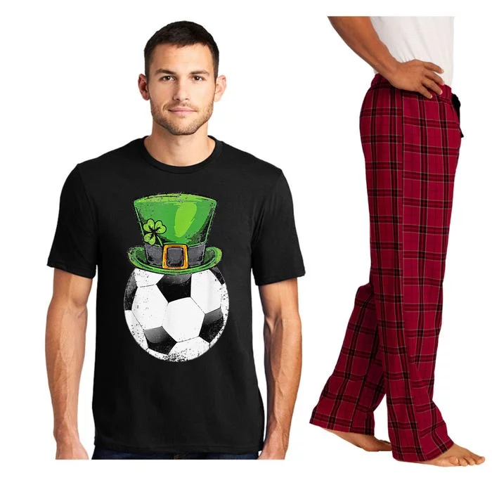 Soccer St Patricks Day Men Ball Leprechaun Hat Gifts Pajama Set