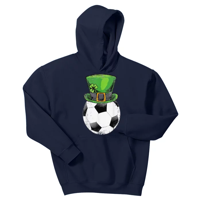 Soccer St Patricks Day Men Ball Leprechaun Hat Gifts Kids Hoodie