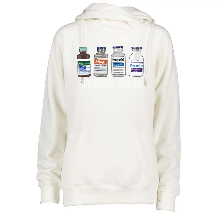 Sedation Squad Pharmacology Crna Icu Nurse Appreciation Gift Womens Funnel Neck Pullover Hood