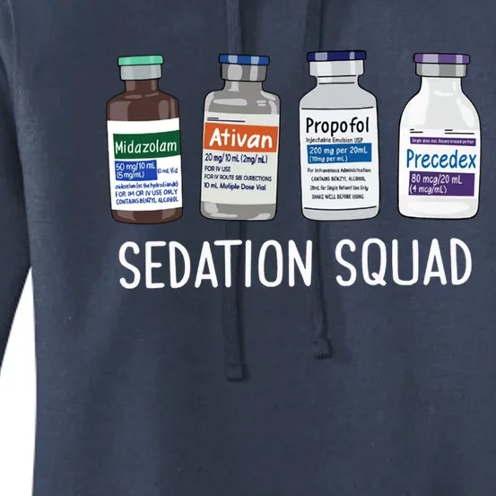 Sedation Squad Pharmacology Crna Icu Nurse Appreciation Gift Women's Pullover Hoodie