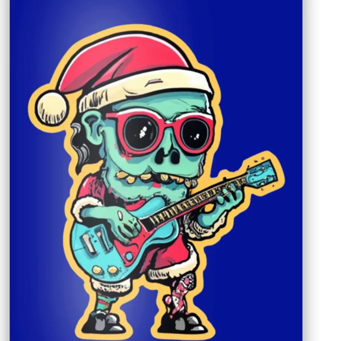 Santa Skeleton Play Guitar Guy Rocker Cute Gift Poster