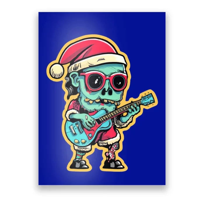 Santa Skeleton Play Guitar Guy Rocker Cute Gift Poster