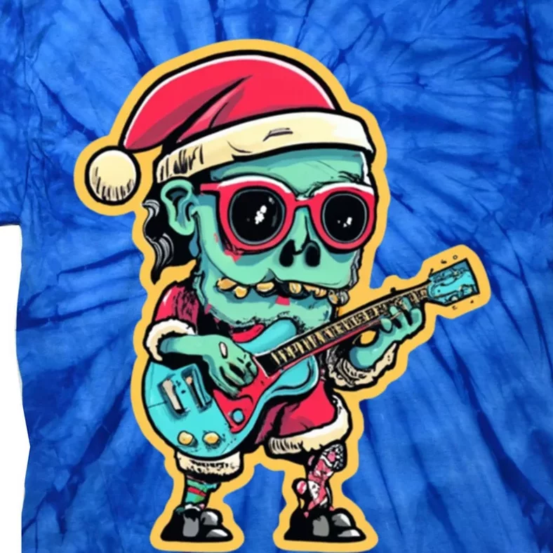 Santa Skeleton Play Guitar Guy Rocker Cute Gift Tie-Dye T-Shirt