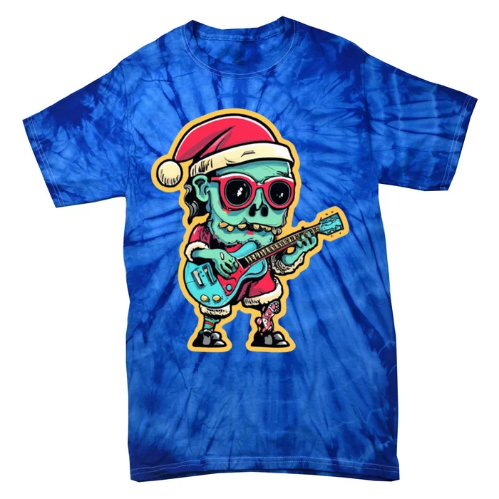 Santa Skeleton Play Guitar Guy Rocker Cute Gift Tie-Dye T-Shirt