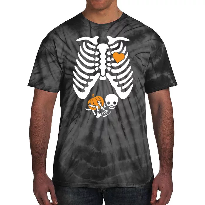 Skeleton Shirts Pregnancy Announcement Mom Halloween Tie-Dye T-Shirt