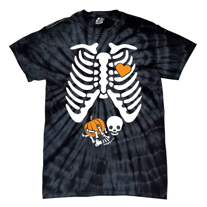 Skeleton Shirts Pregnancy Announcement Mom Halloween Tie-Dye T-Shirt