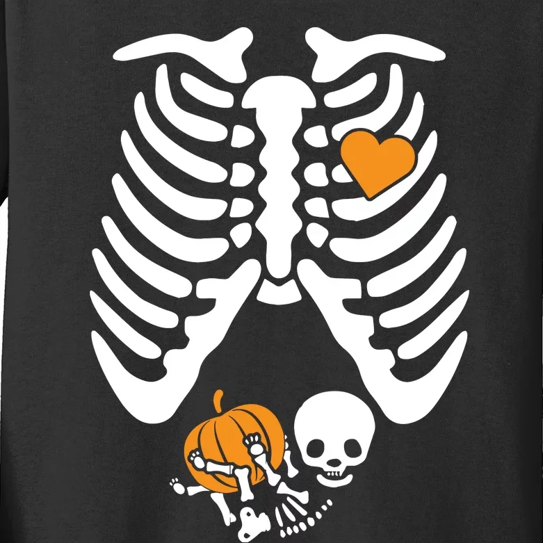 Skeleton Shirts Pregnancy Announcement Mom Halloween Kids Long Sleeve Shirt