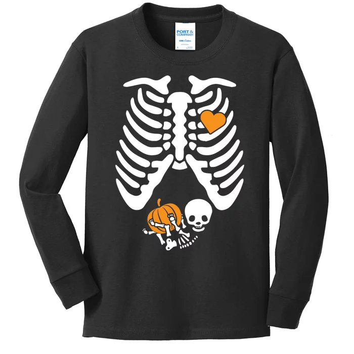 Skeleton Shirts Pregnancy Announcement Mom Halloween Kids Long Sleeve Shirt